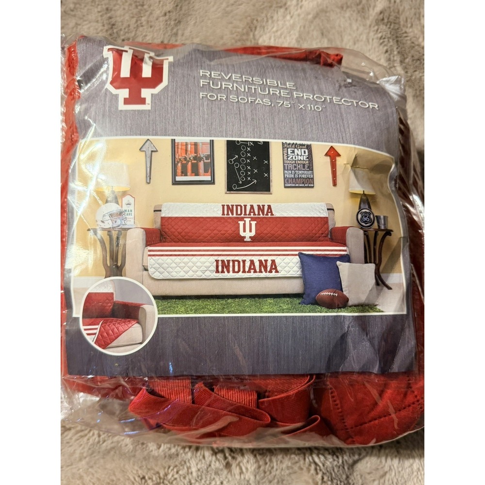 Indiana Hoosiers Sofa Protector and Pillows Pegasus 75x110 Reversible Red White - Picture 2 of 3